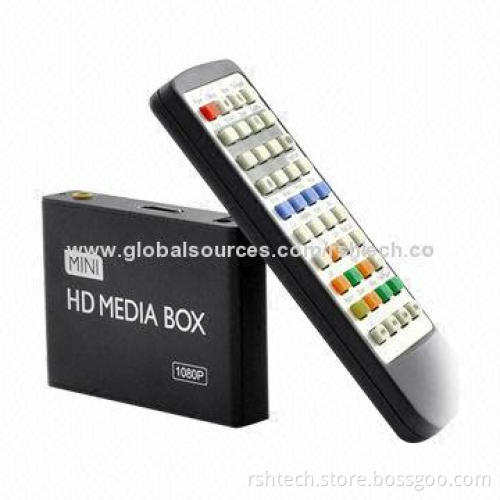 Mini full HD 1,080p media player, supports HDMI, up to 1,080 output with 50 to 60Hz frequencies